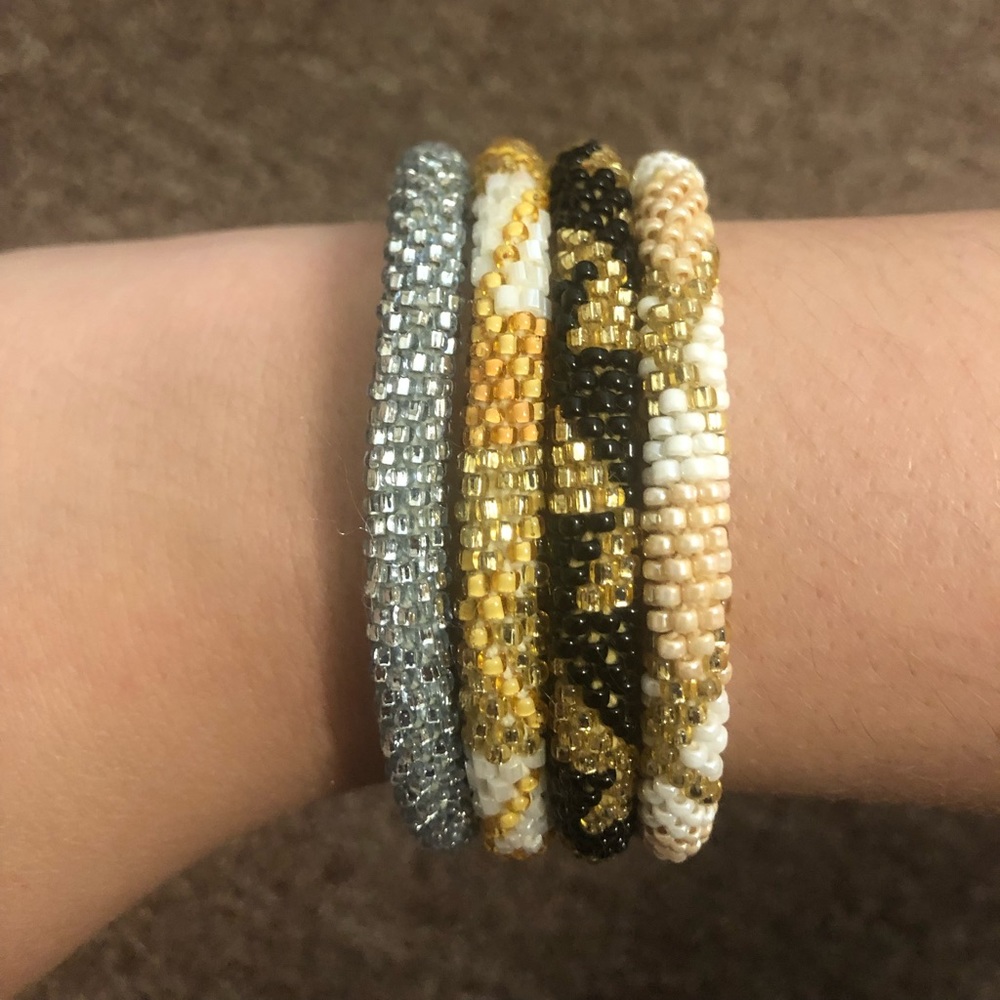 Lily & Laura Neutral Beaded Bracelets (set of 4)